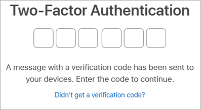 Screenshot of Apple ID 2-factor authentication