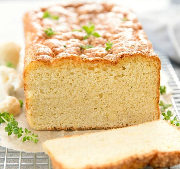 close-up of cauliflower bread loaf