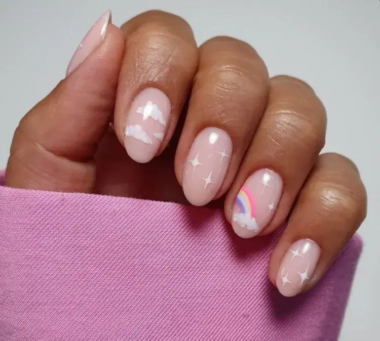 easy interesting cloud nails design