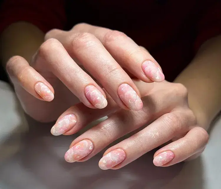 abstract nail art cloud manicure decoration pink