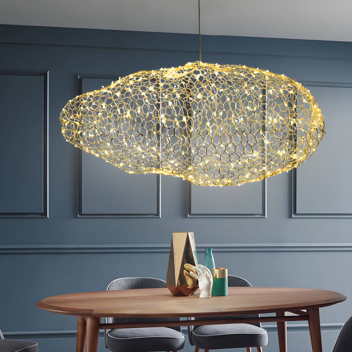 Chrome Mesh Cloud Pendant Lighting Modernist Metal 12"/16"/31.5" Wide LED Ceiling Hanging Lamp