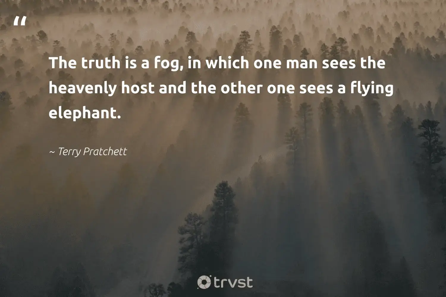 "The truth is a fog, in which one man sees the heavenly host and the other one sees a flying elephant." -Terry Pratchett #trvst #quotes #natureseekers #wildernessnation #foggydays #mist #fogs #fog #foggy 