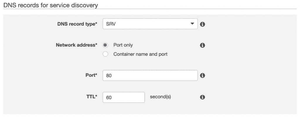 DNS records for service discovery