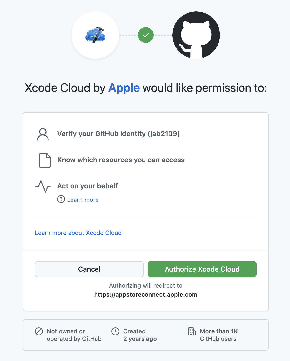 Grant Xcode Cloud GitHub permissions