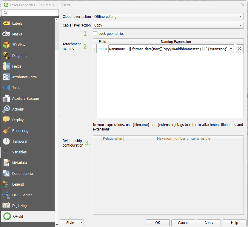 QFieldSync Layer Properties