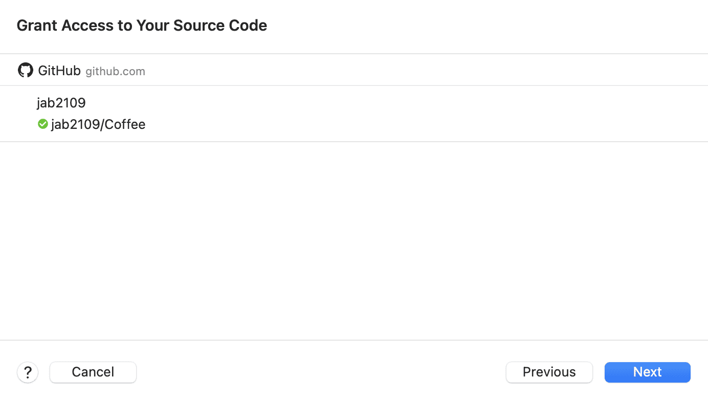 Xcode access granted to source code