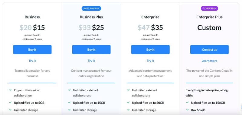 box pricing