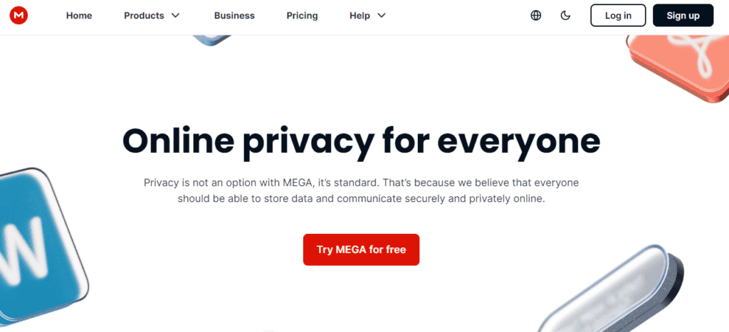 mega.io homepage