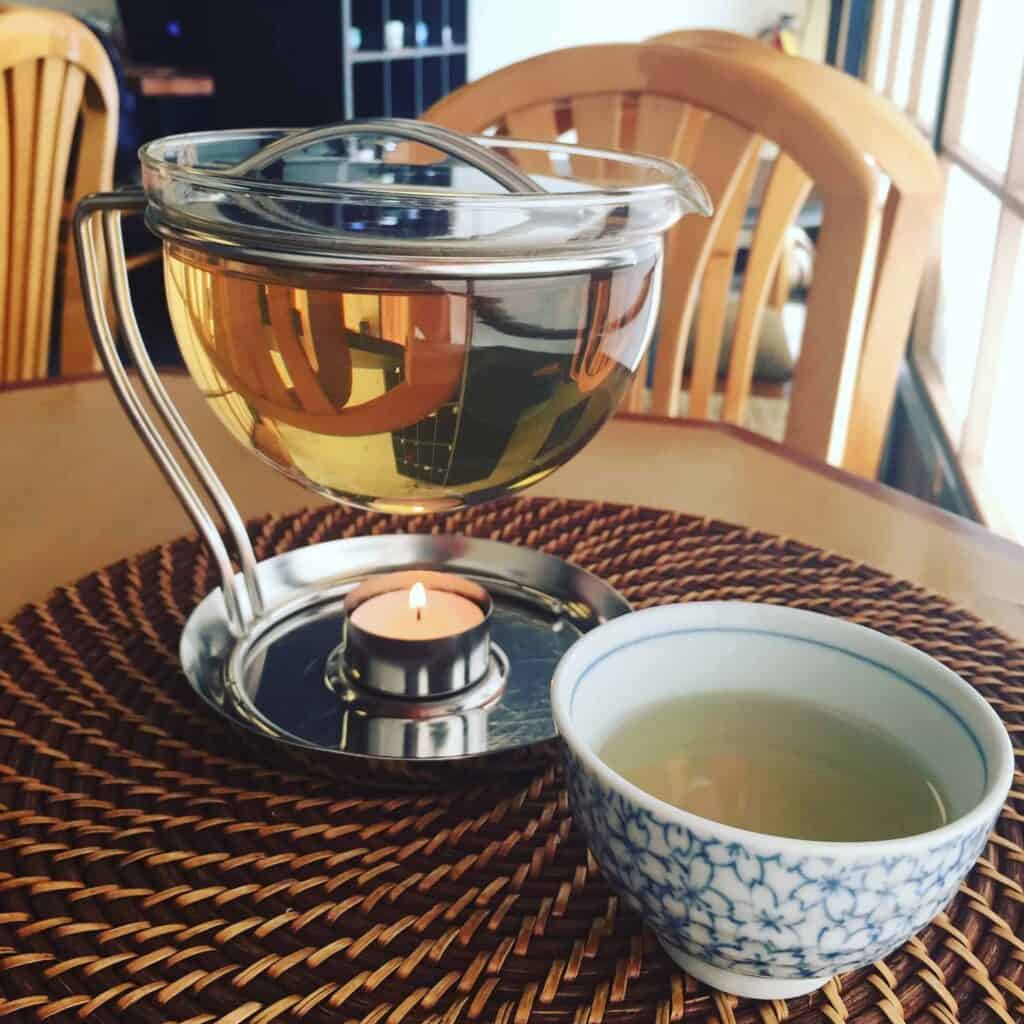 large pot of organic coconut oolong tea at The Path of Tea in Houston, Texas