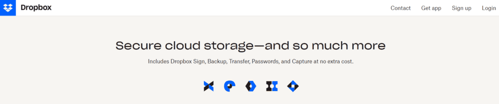 dropbox homepage