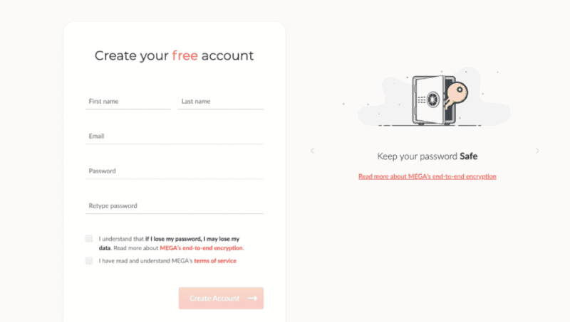 Mega create free account