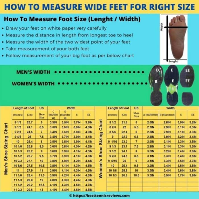 Measurement guidance for wide feet tennis shoes, How to measure wide feet for tennis shoes, best tennis shoes for wide feet measurement guidance, how to select tennis shoes for wide feet, how to select best tennis shoes for wide feet