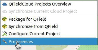 QFieldSync Preferences button