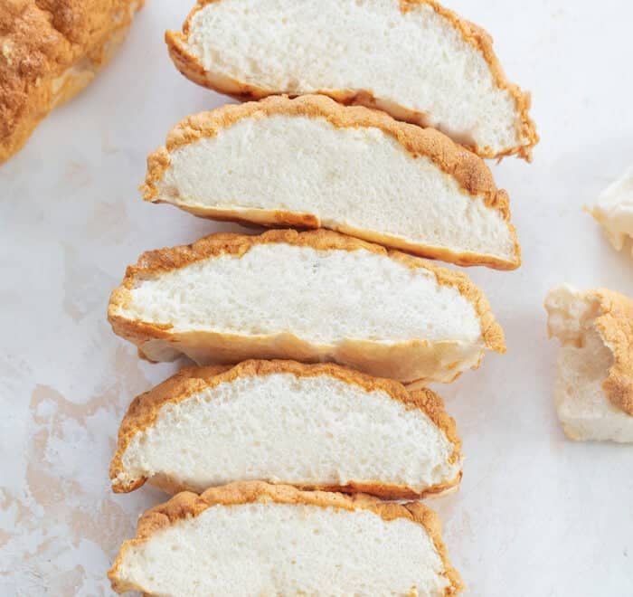 cloud bread pieces lined up.