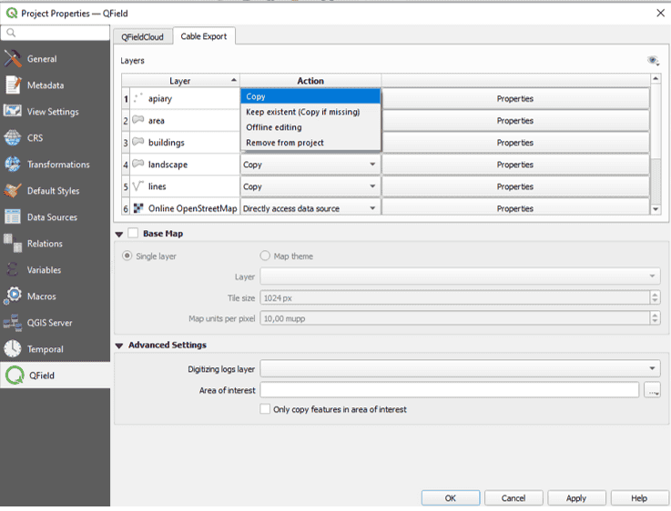 Configure the project layers