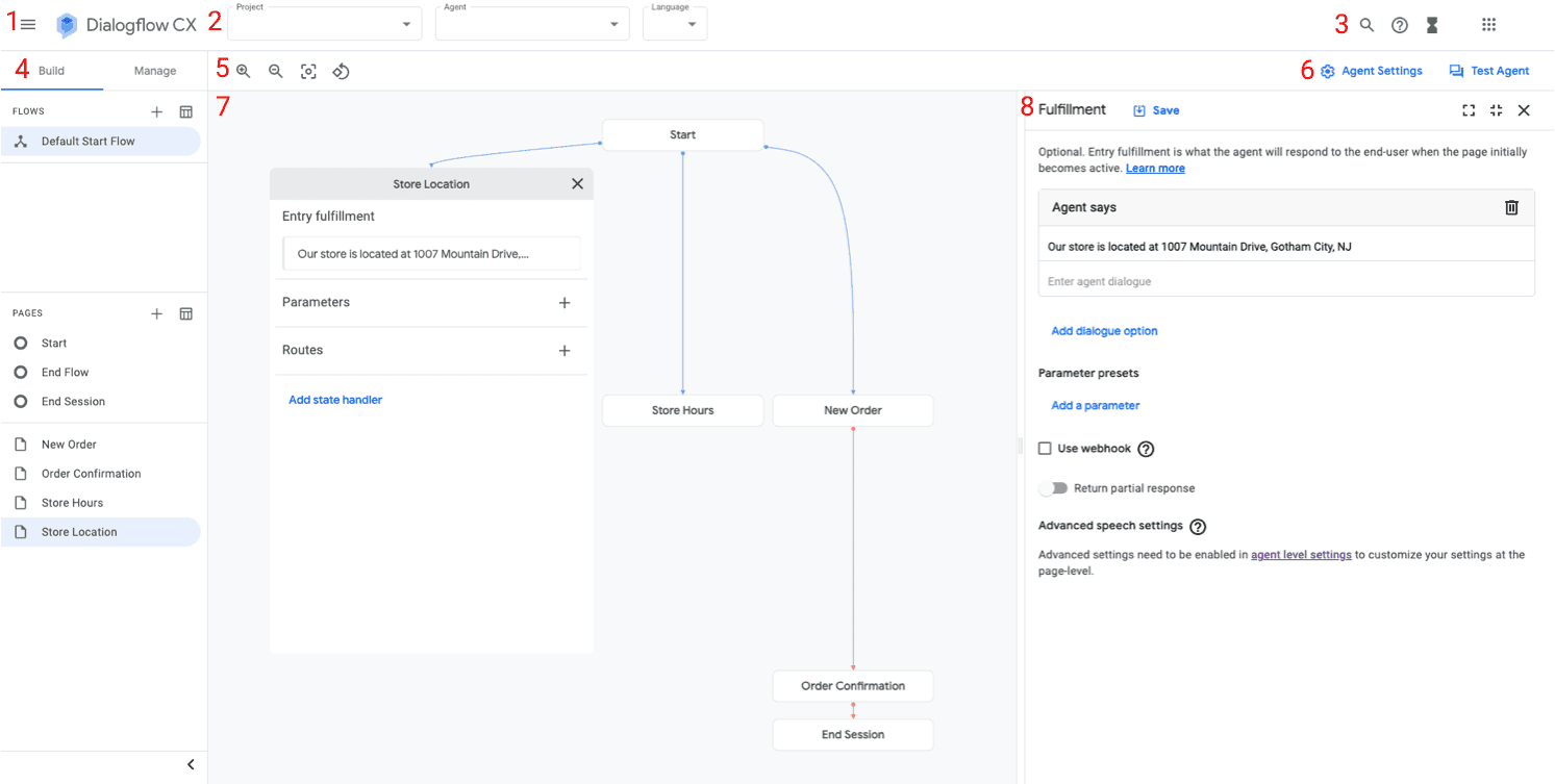 Dialogflow CX 控制台概览