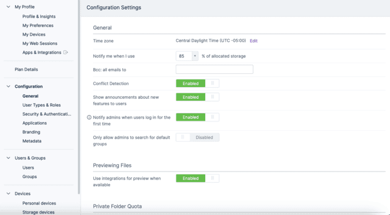 egnyte settings