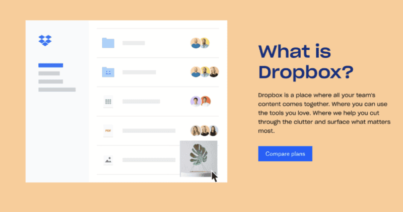 Dropbox service at a glance