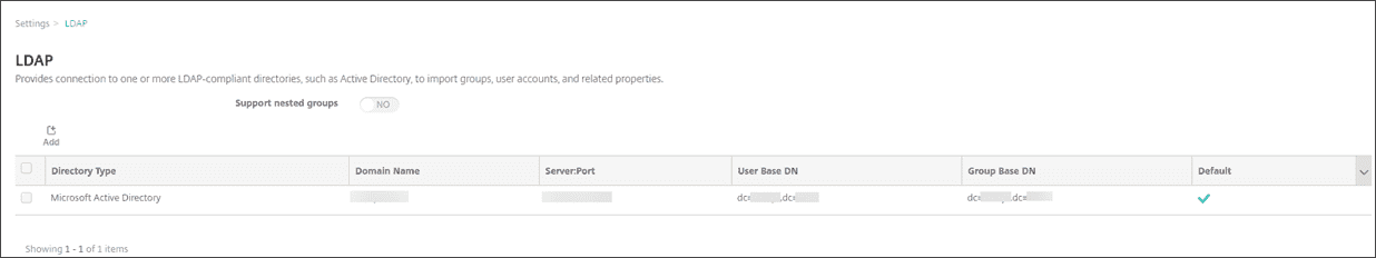 Citrix Endpoint Management LDAP settings screen