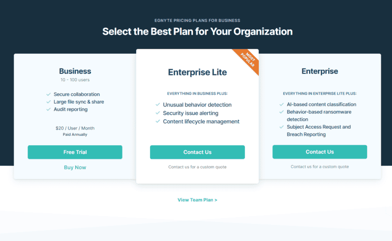 best cloud storage enterprise egnyte plans