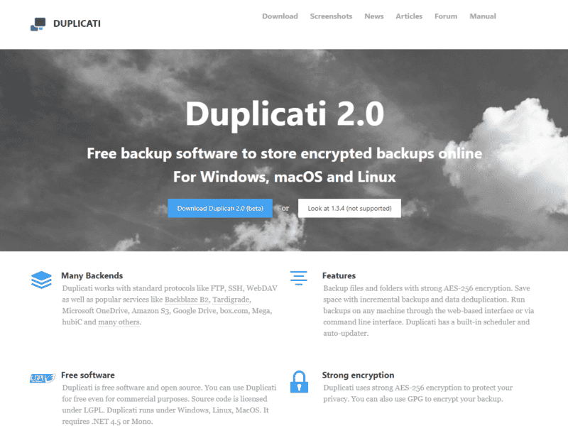 Duplicati backup download