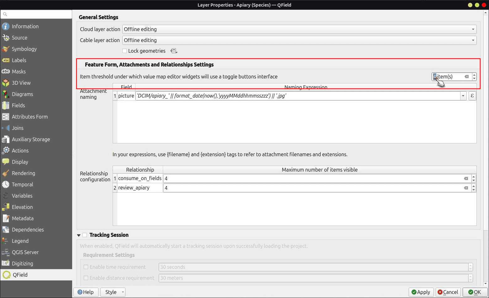 QFieldSync Layer Properties