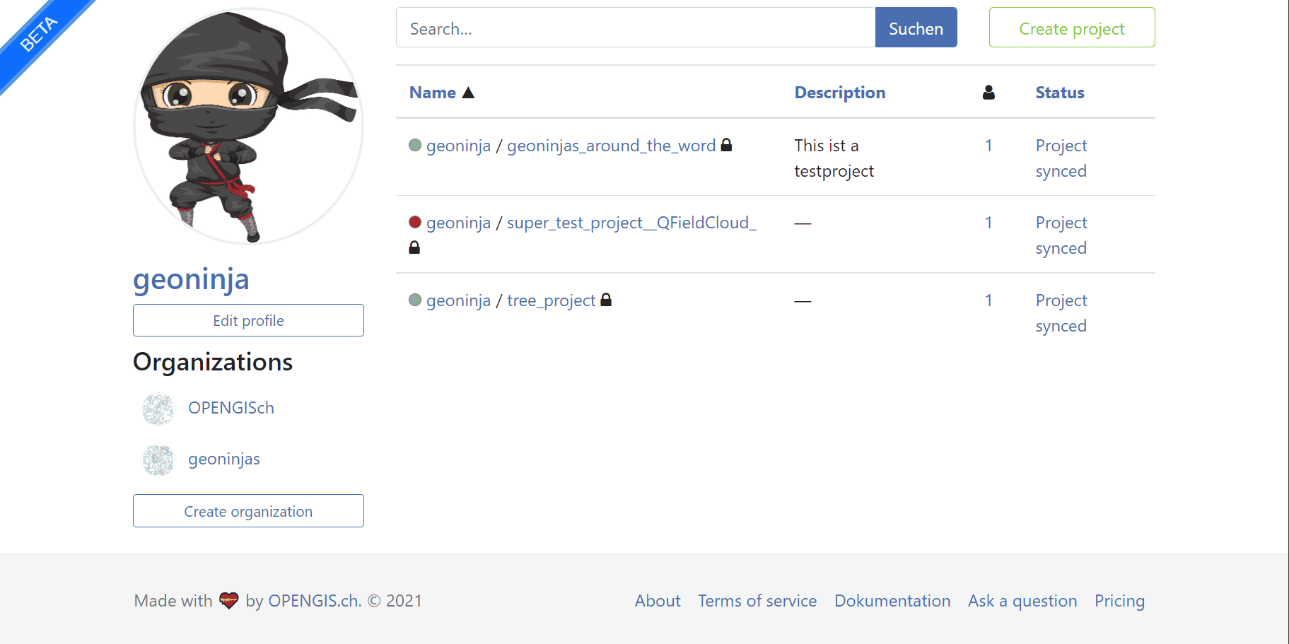 QFieldCloud Projektübersicht