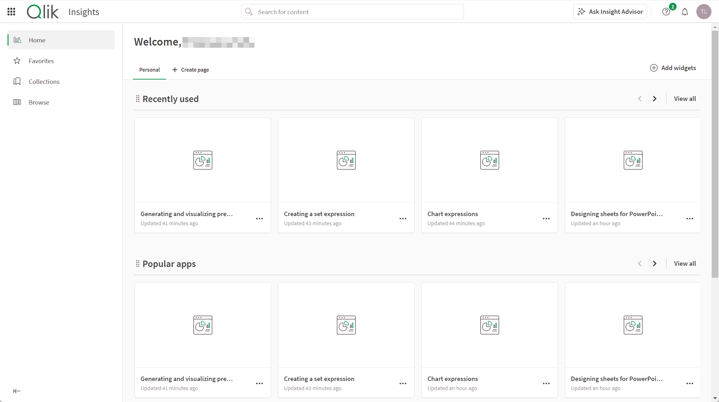 Insights activity center