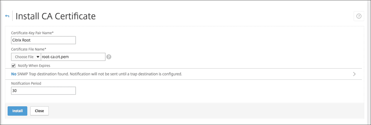 NetScaler Gateway configuration screen