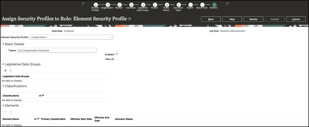 Create Element Security Profile