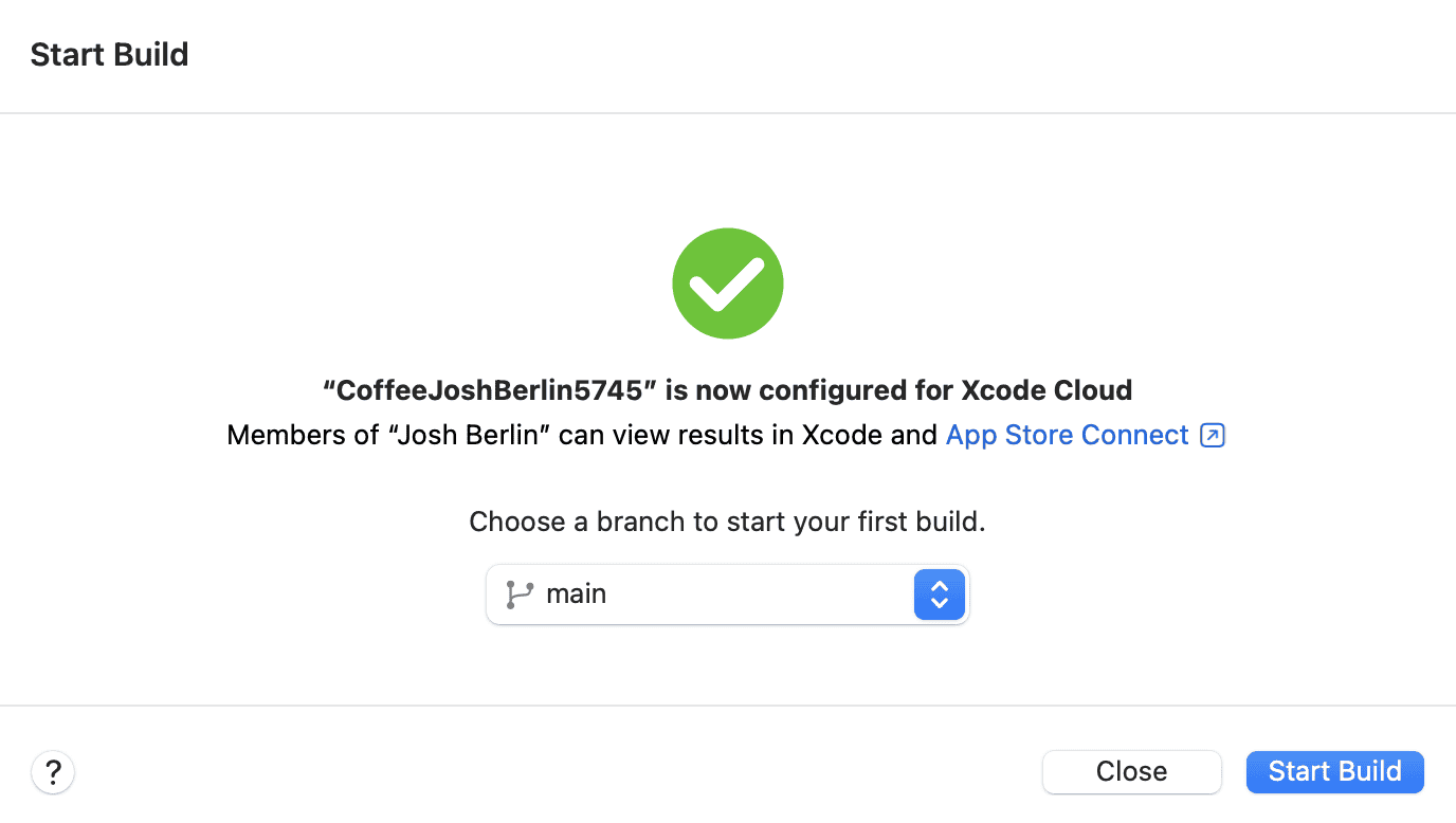 Xcode Cloud app created