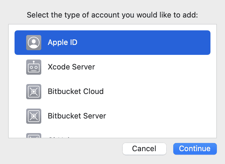 Add Apple ID account in Xcode