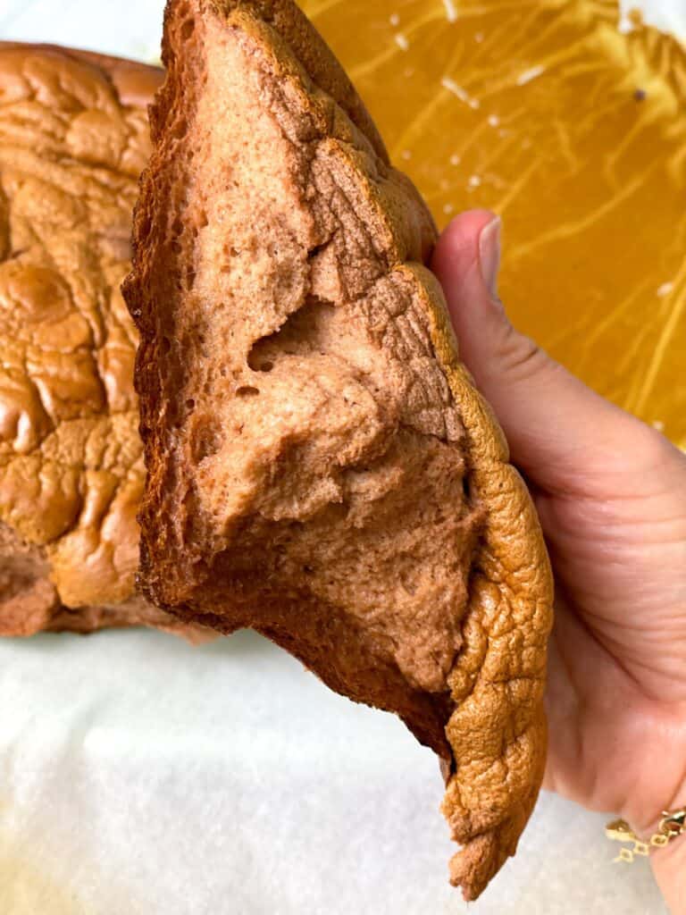 Chocolate Cloud bread is famous for its squishy and fluffy texture