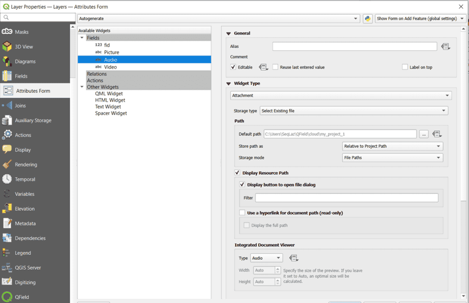 Form attachment audio