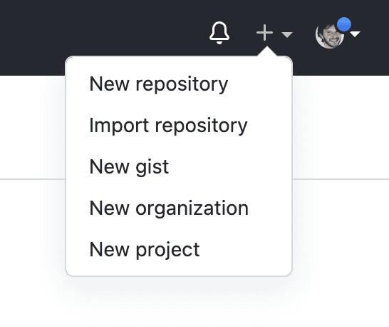 Action menu on GitHub