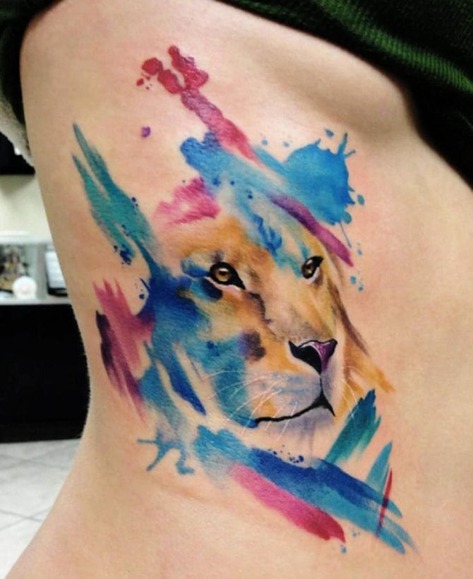 Rainbow Lion tattoo