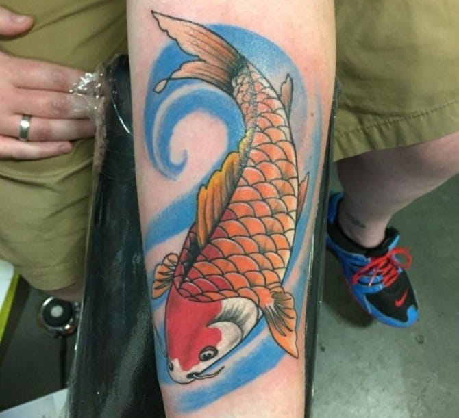 Rainbow Koi fish tattoo