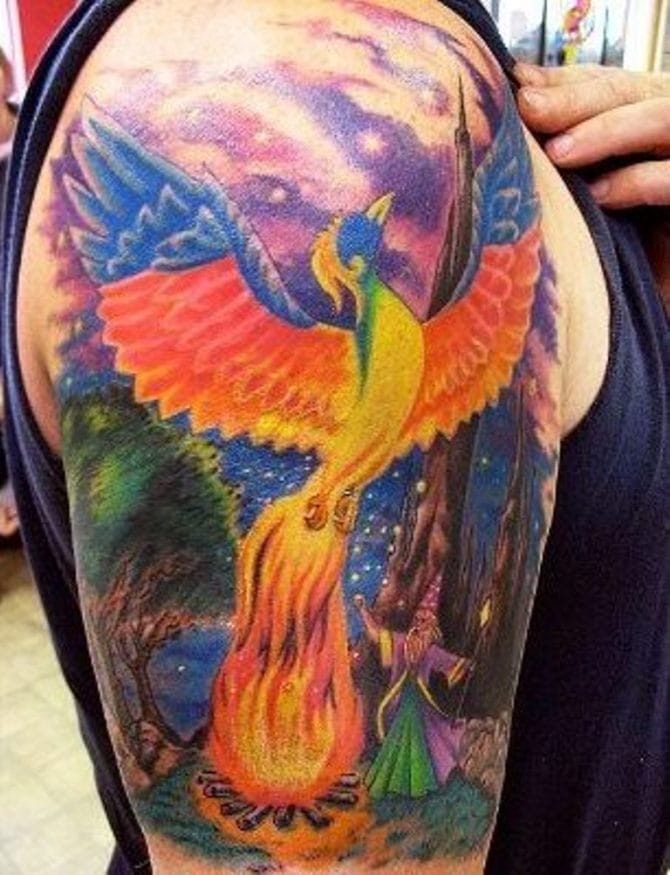 Rainbow Phoenix Tattoo