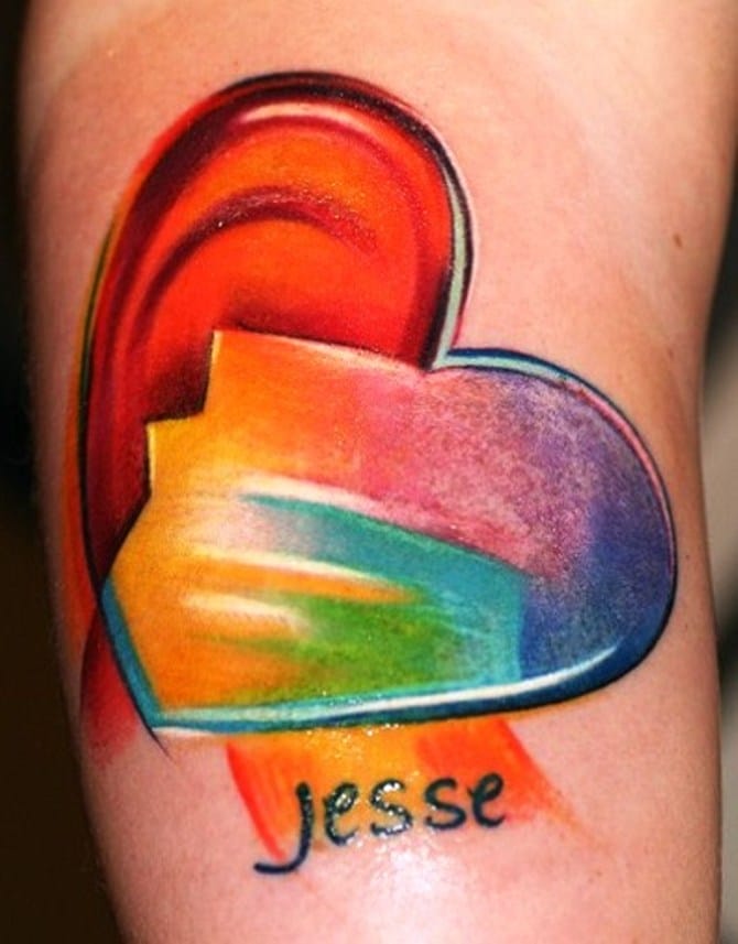 Rainbow Heart Tattoo