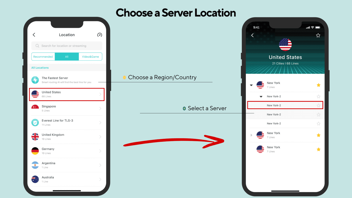 choose a server location