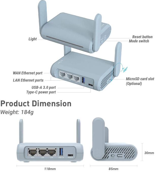 GL iNet Beryl VPN Wireless Little Travel Router