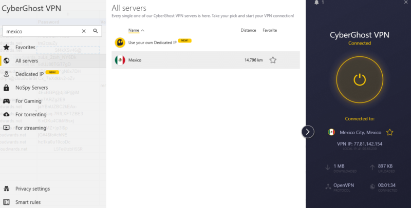 CyberGhost app mexico