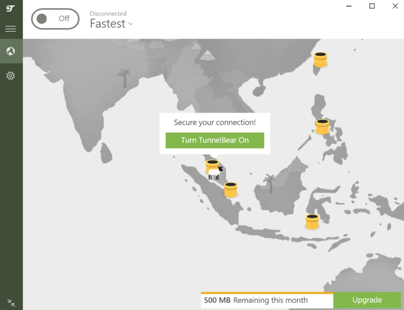 tunnelbear interface