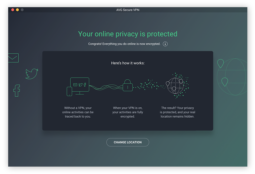 O AVG Secure VPN inclui um Kill Switch avançado para garantir que sua privacidade seja mantida intacta em caso de queda da conexão de rede