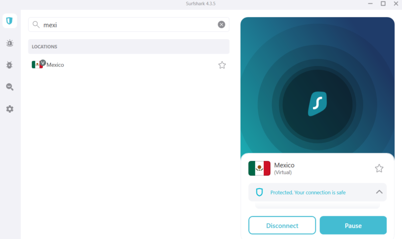 Surfshark Mexico server