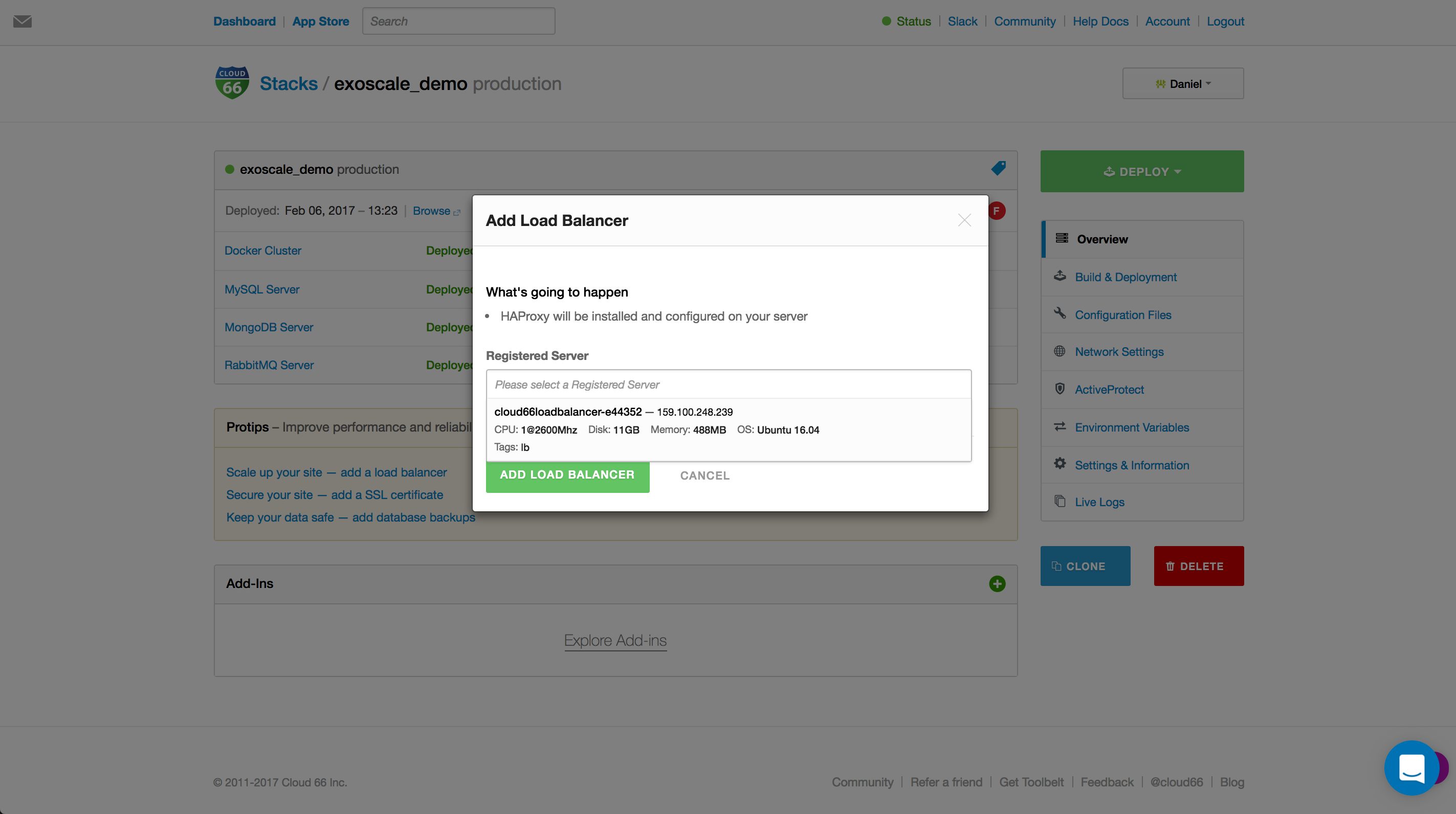 Deploying Applications to Scaleway using registered servers.