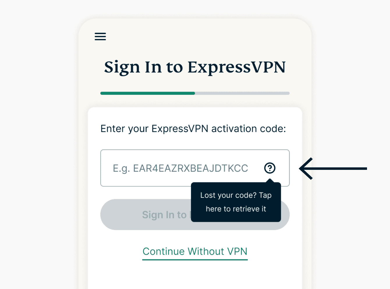 codice dimenticato nella schermata di accesso a expressvpn