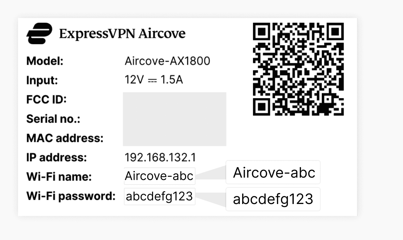 etichetta posteriore wi-fi Aircove