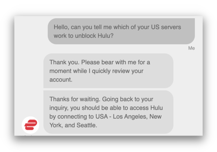 ExpressVPN Hulu Live Chat Support