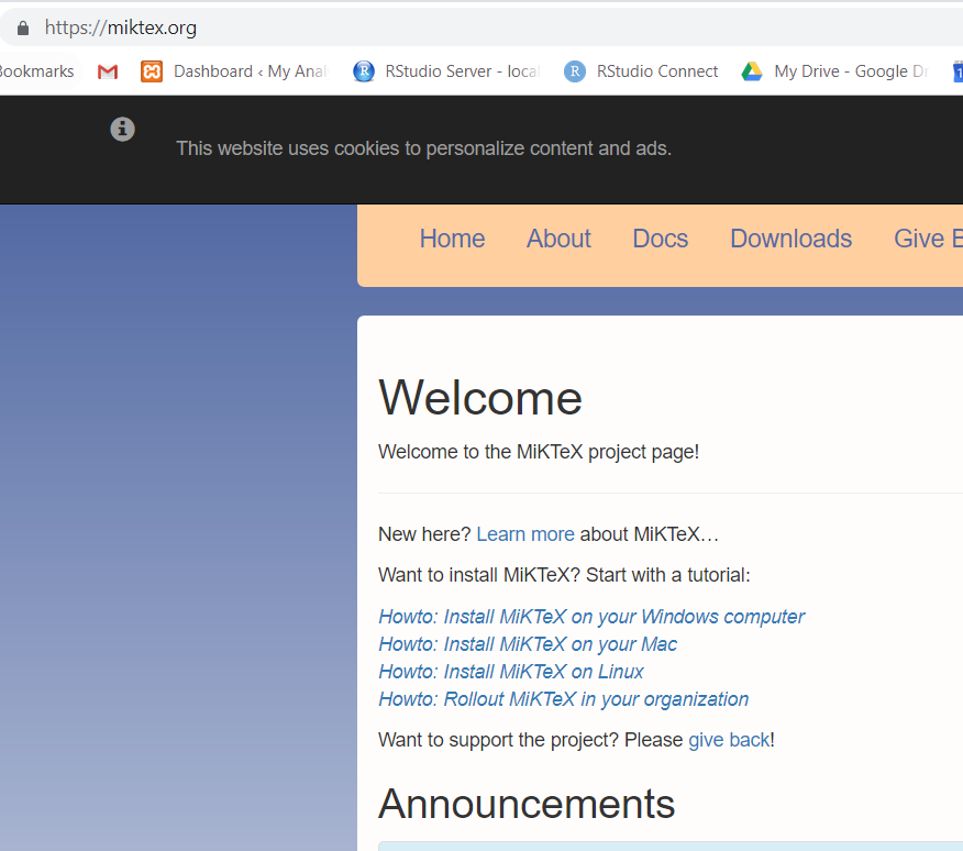 MikTeX webpage